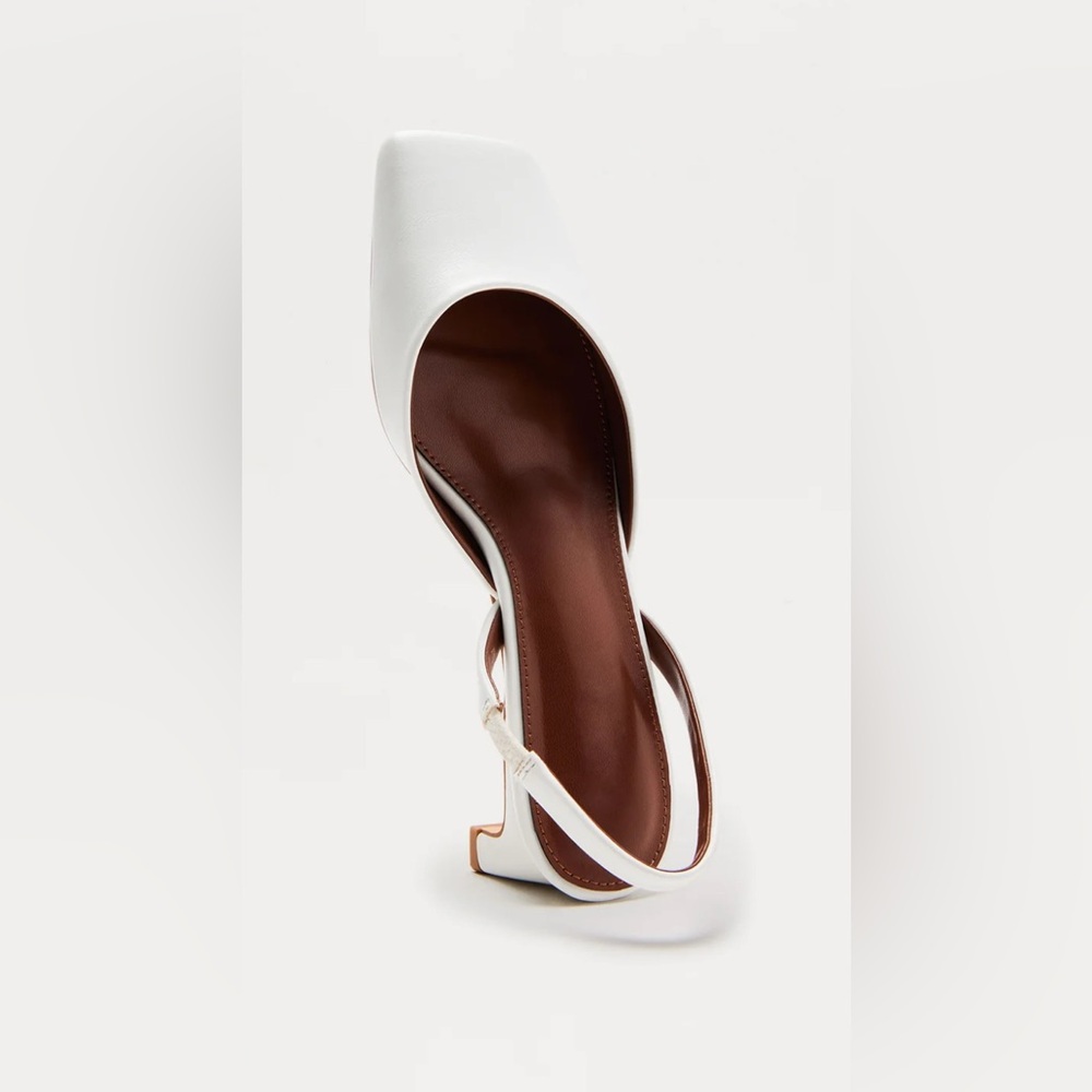 White Square-Toe Slingbacks - Picture 3 of 4